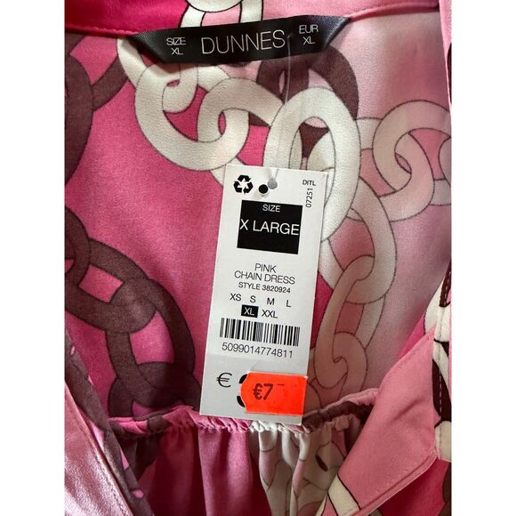 Pink 3/4 Sleeve Patterned Dress, UK Sizing XL Plus Size NWT - Picture 10 of 15